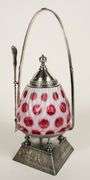 OPALESCENT CRANBERRY GLASS PICKLE CRUET