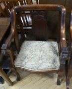 MAHOGANY "DRAGON" PARLOUR ROCKER AND ARMCHAIR