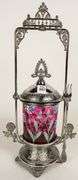 CRANBERRY GLASS PICKLE CRUET