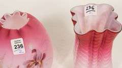 TWO SATIN GLASS VASES