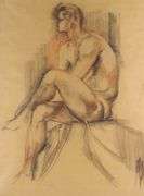 PAIR VINTAGE CHARCOAL DRAWINGS