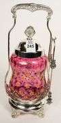 CRANBERRY GLASS PICKLE CRUET