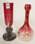 TWO CASED GLASS VASES