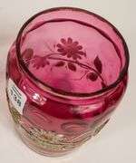 CRANBERRY GLASS PICKLE CRUET