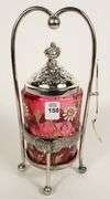 CRANBERRY GLASS PICKLE CRUET