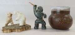 INDIGENOUS SCULPTURES AND VASE