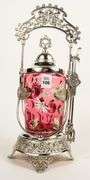 CRANBERRY GLASS PICKLE CRUET
