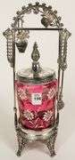 CRANBERRY GLASS PICKLE CRUET