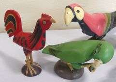 FIVE WOODEN "BIRD" CARVINGS