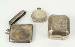 STERLING RING BOX, BOTTLE AND CASE