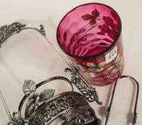 CRANBERRY GLASS PICKLE CRUET