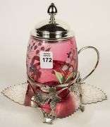 CRANBERRY GLASS PICKLE CRUET