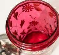 CRANBERRY GLASS PICKLE CRUET