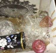 BOX LOT OF GLASSWARE