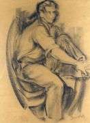 PAIR VINTAGE CHARCOAL DRAWINGS