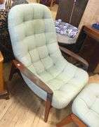 MCM TEAK LOUNGE CHAIR WITH FOOTSTOOL