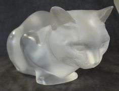 PAIR OF LALIQUE "CAT" FIGURINES