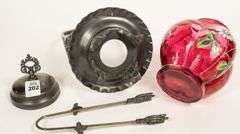 CRANBERRY GLASS PICKLE CRUET