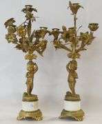 PAIR OF GILDED BRONZE CANDELABRA