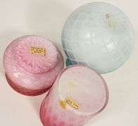 THREE PIECES OF QUILTED SATIN GLASS