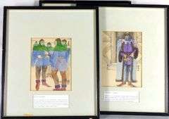 SET OF COSTUME DESIGN ILLUSTRATIONS