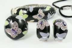 SUITE OF STERLING ENAMELED JEWELLERY