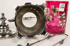 CRANBERRY GLASS PICKLE CRUET