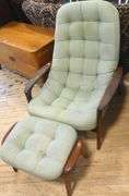 MCM TEAK LOUNGE CHAIR WITH FOOTSTOOL