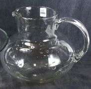 GLASS CAKE PLATE DOME & PITCHER