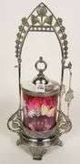 CRANBERRY GLASS PICKLE CRUET