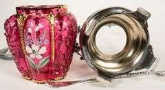 CRANBERRY GLASS PICKLE CRUET