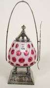 OPALESCENT CRANBERRY GLASS PICKLE CRUET