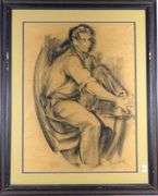 PAIR VINTAGE CHARCOAL DRAWINGS