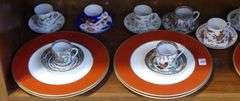 DINNER PLATES, DEMITASSE CUPS AND SAUCERS