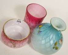 THREE PIECES OF QUILTED SATIN GLASS