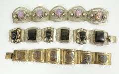 6 VINTAGE MEXICAN BRACELETS