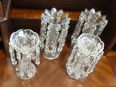 TWO PAIRS OF VICTORIAN CRYSTAL LUSTRES