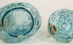 BLUE GLASS PITCHER AND CRUET