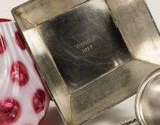 OPALESCENT CRANBERRY GLASS PICKLE CRUET