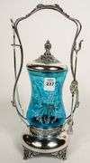 BLUE GLASS PICKLE CRUET