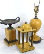 BRONZE TAZZA, TABLE LAMP & STAND