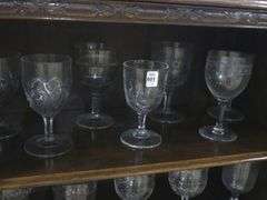 TWELVE ANTIQUE PATTERN GLASS GOBLETS