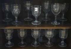 TWELVE ANTIQUE PATTERN GLASS GOBLETS