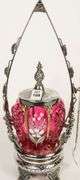 CRANBERRY GLASS PICKLE CRUET