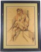 PAIR VINTAGE CHARCOAL DRAWINGS