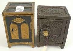 3 ANTIQUE CAST IRON SAFE BANKS