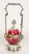 CRANBERRY GLASS PICKLE CRUET