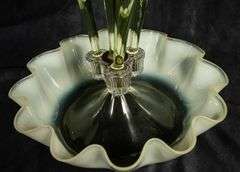 OPALESCENT URANIUM GLASS EPERGNE