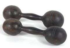 PAIR ANTIQUE WOODEN DUMBBELLS