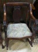MAHOGANY "DRAGON" PARLOUR ROCKER AND ARMCHAIR